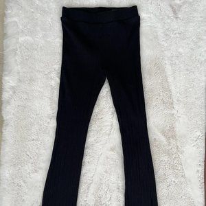 Girls Yoga Lounge Flared Bellbottom Pants Ruffled Hem High Rise Black